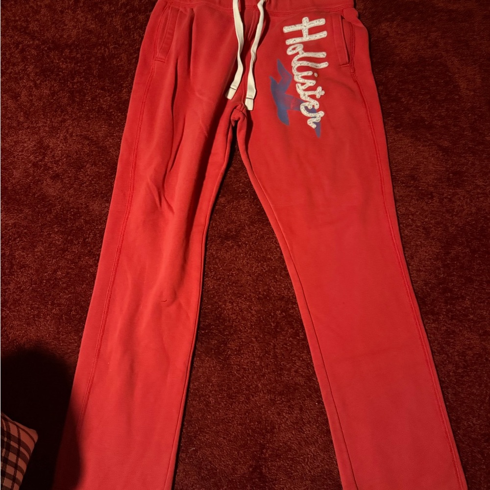 Hollister Red Drawstring Logo Sweatpants